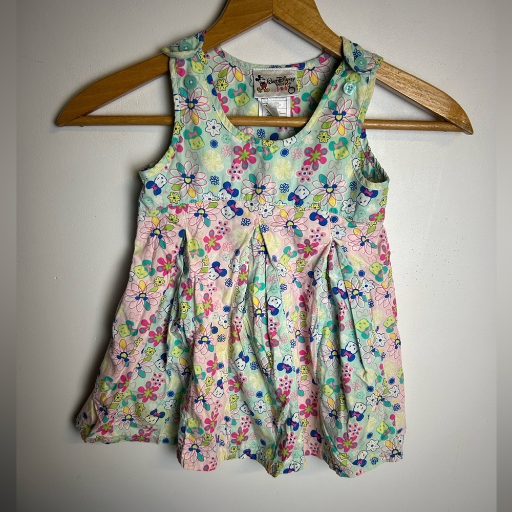 Vtg 90s Walt Disney World Baby Minnie Novelty Print Dress Little Girl 24 Months